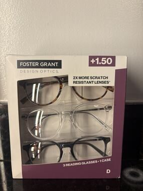 Foster Grant 809 Class Round Reading Glasses 3 Pack +1.50